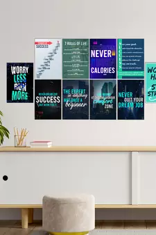 Set of  Success Inspirational Quotes High Quality Printed  GSM Posters with Glue Drops