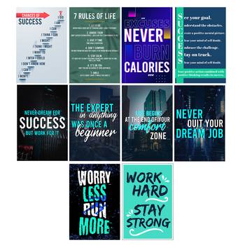 Set of  Success Inspirational Quotes High Quality Printed  GSM Posters with Glue Drops 3