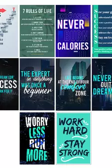 Set of  Success Inspirational Quotes High Quality Printed  GSM Posters with Glue Drops