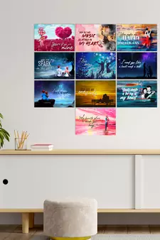 Set of  Valentine Theme High Quality Printed  GSM Posters with Glue Drops