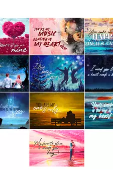 Set of  Valentine Theme High Quality Printed  GSM Posters with Glue Drops