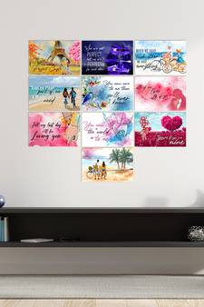 Set of  Romantic Quotes High Quality Printed  GSM Posters with Glue Drops