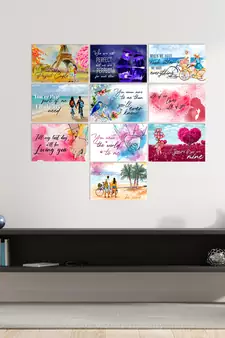Set of  Romantic Quotes High Quality Printed  GSM Posters with Glue Drops