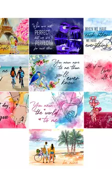 Set of  Romantic Quotes High Quality Printed  GSM Posters with Glue Drops