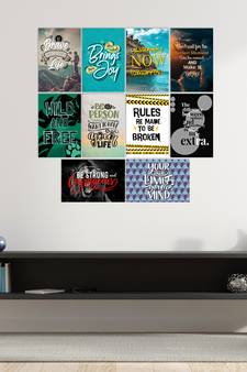 Set of  Motivational Quotes High Quality Printed  GSM Posters with Glue Drops
