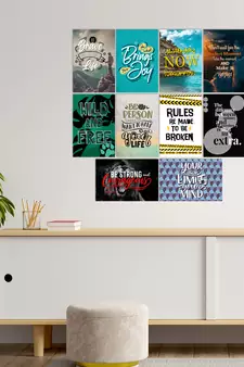 Set of  Motivational Quotes High Quality Printed  GSM Posters with Glue Drops