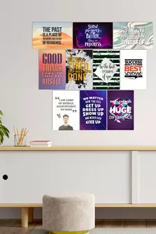 Set of  Motivating and Inspiring Quotes High Quality Printed  GSM Posters with Glue Drops