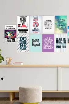 Set of  Ambitious Quotes High Quality Printed  GSM Posters with Glue Drops
