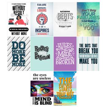 Set of  Ambitious Quotes High Quality Printed  GSM Posters with Glue Drops 3