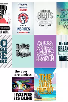 Set of  Ambitious Quotes High Quality Printed  GSM Posters with Glue Drops