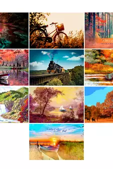Set of  Scenery Theme High Quality Printed  GSM Posters with Glue Drops