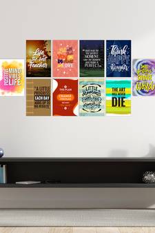 Set of  Ambitious Quotes High Quality Printed  GSM Posters with Glue Drops