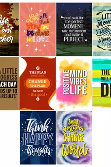 Set of  Ambitious Quotes High Quality Printed  GSM Posters with Glue Drops