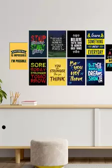 Set of  Inspiring Quotes High Quality Printed  GSM Posters with Glue Drops