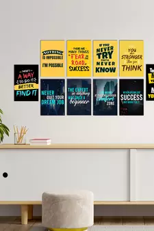 Set of  Inspiring and Ambitious Quotes High Quality Printed  GSM Posters with Glue Drops