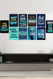 Set of  Inspiring and Ambitious Quotes for Office High Quality Printed  GSM Posters with Glue Drops