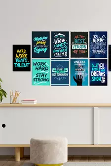 Set of  Inspiring and Ambitious Quotes for Office High Quality Printed  GSM Posters with Glue Drops