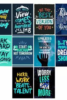 Set of  Inspiring and Ambitious Quotes for Office High Quality Printed  GSM Posters with Glue Drops
