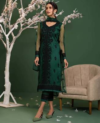 Green embroidered net salwar 1