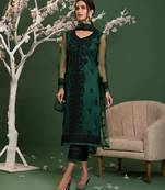 Green embroidered net salwar