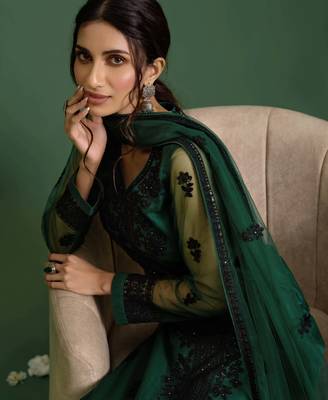 Green embroidered net salwar 2
