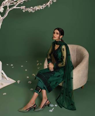 Green embroidered net salwar 3