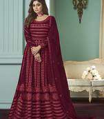 Maroon embroidered georgette salwar