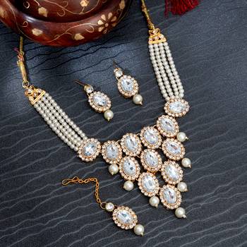 Gold pearl necklace-sets 1