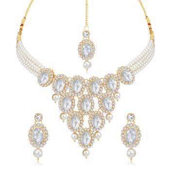 Gold pearl necklace-sets 2