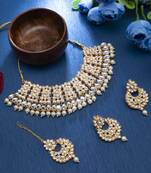 Gold pearl necklace-sets