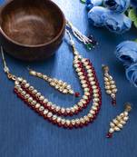 Maroon pearl necklace-sets