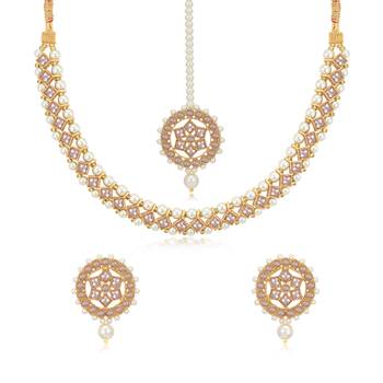 Gold pearl necklace-sets 2