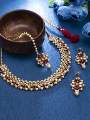 Pink pearl necklace-sets 1