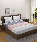 Linear design    Cotton Blend Double Bedsheet with   Pillow Covers  Pink