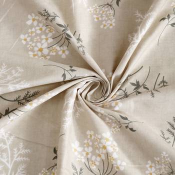 Floral design    Cotton Blend Fitted Double Bedsheet with   Pillow Covers  Beige 3