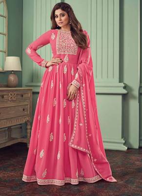 Pink work georgette salwar 1