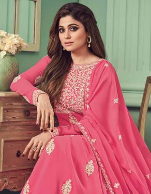 Pink work georgette salwar 2