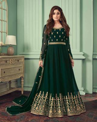 Green work georgette salwar 1