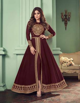 Wine work georgette salwar 1