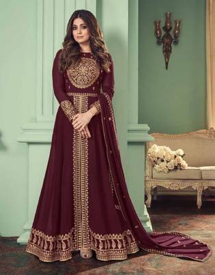 Wine work georgette salwar 2