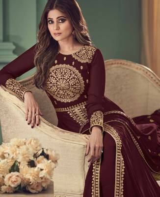 Wine work georgette salwar 3