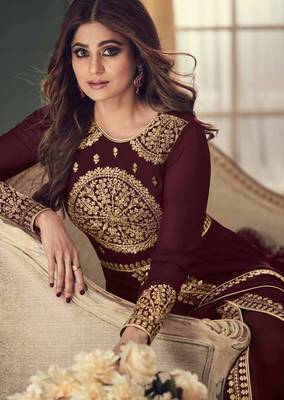 Wine work georgette salwar 4