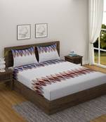 Geometric design    Cotton Extra Large Double Bedsheet with   Pillow Covers  Grey