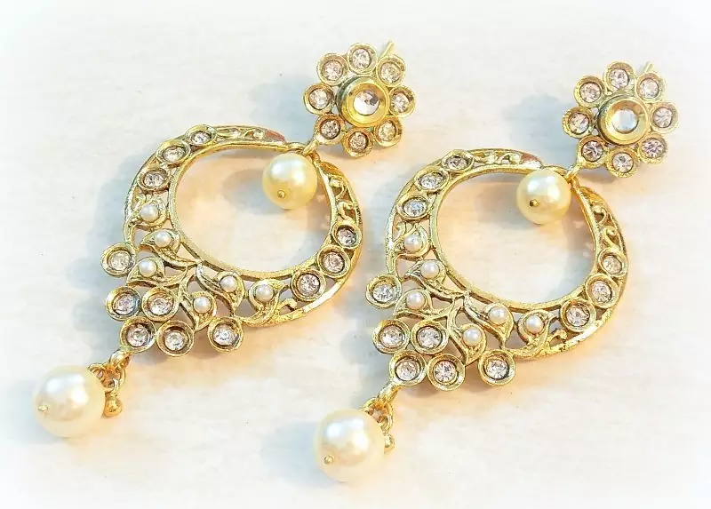 Gold Pearl danglers-drops