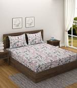 Floral design    Cotton Blend Double Bedsheet with   Pillow Covers  Pink