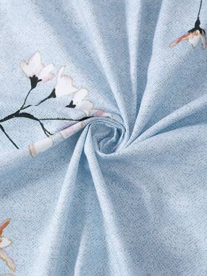 Floral print         Cotton Fitted Double Bedsheet with   Pillow Covers   Blue 5