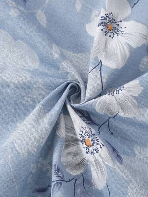 Floral print    Cotton Extra Large Double Bedsheet with   Pillow Covers   Blue 4