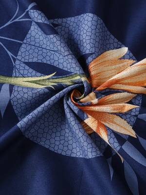 Floral print  40  Cotton Fitted Double Bedsheet with   Pillow Covers   Navy Blue 5