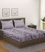 Floral print  40      Cotton Double Bedsheet with   Pillow Covers   Grey