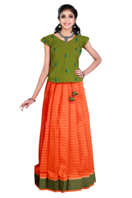 Shivangi Pure Cotton Plain Border Pavadai Set !!! – AN89OR 1